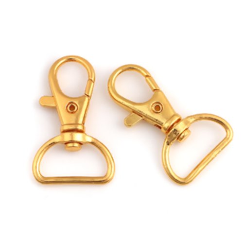 1 fermoir porte clés mousqueton - couleur doré - 40 x 24 mm 
