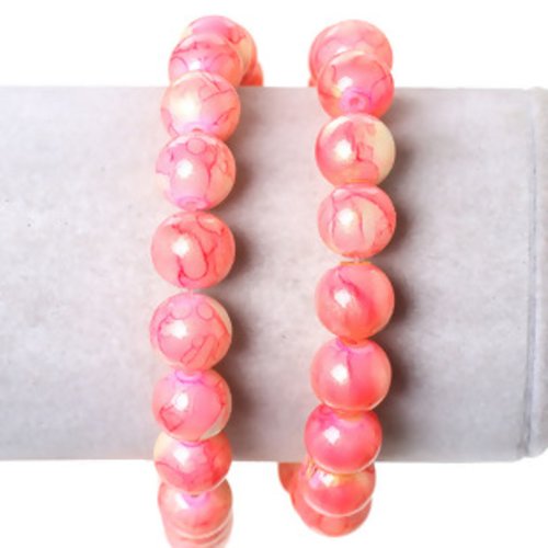 Perle en verre - ronde - rose - lot de 10 - 10 mm - p1380