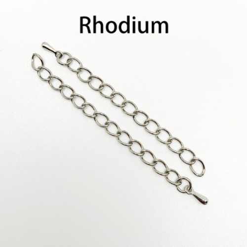 Lot de 10 chaînettes - chaines d'extension breloque goutte - rhodium - rwk70