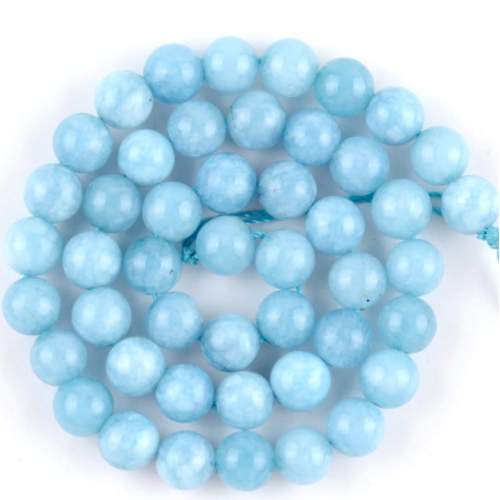 Perles en verre ronde bleue - lot de 10 - 6 mm - p1127