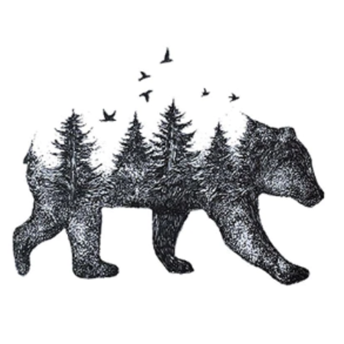 Transfert thermocollant - l'ours forêt - 14 cm x 19 cm