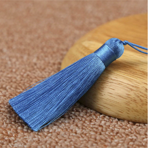 1 pompon soie bleu - 8 cm - r190