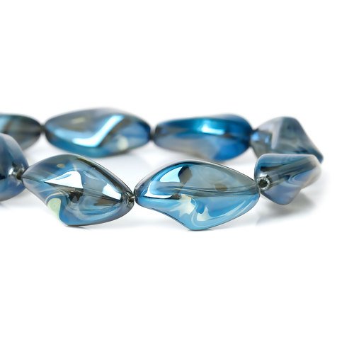 Perle en verre irrègulière - lot de 10 - bleue - p1311