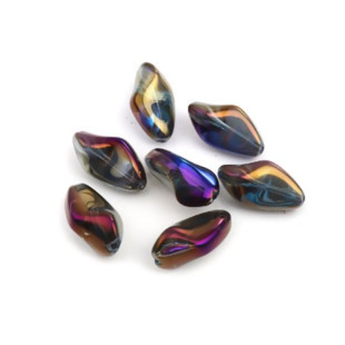 Perle en verre irrégulière - lot de 10 - violet - p1312