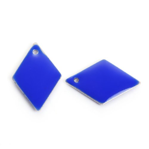 1 pendentif - sequin losange - émaillé bleu roi - laiton - r825