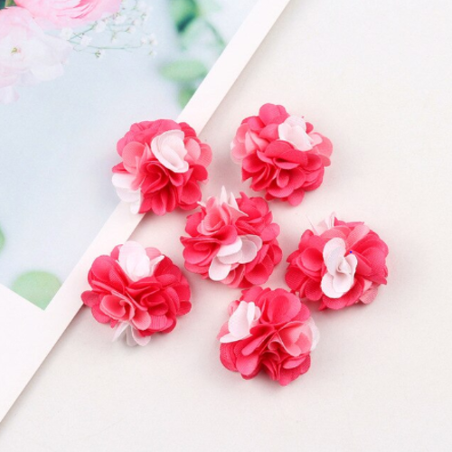  1 fleurs en satin à coller ou à coudre - fuchsia - blanc - rose