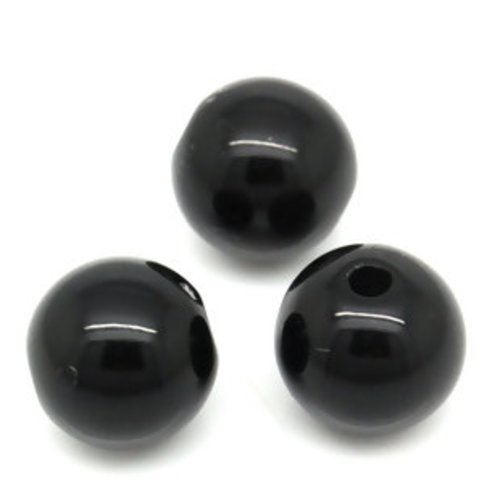 Perle noire ronde en acrylique - lot de 20 - 8 mm - p920