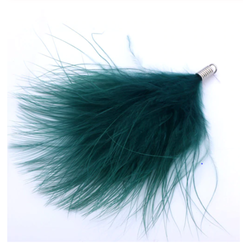 1 pendentif - plume naturelle teintée - vert - embout argenté
