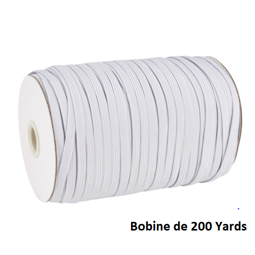 1 bobine de ruban elastique plat - blanc - 6 mm - 200 yards