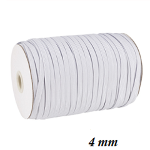 10 mètres ruban elastique plat - blanc - 4 mm -