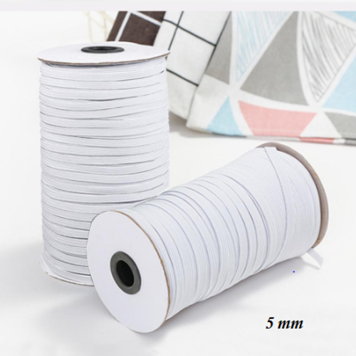 10 mètres ruban elastique plat - blanc - 5 mm -