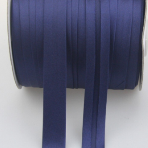 Biais replié - satin  - uni - bleu marine - 20 mm
