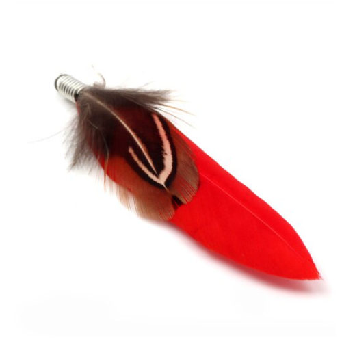 1 pendentif plume naturelle - rouge - 7 cm