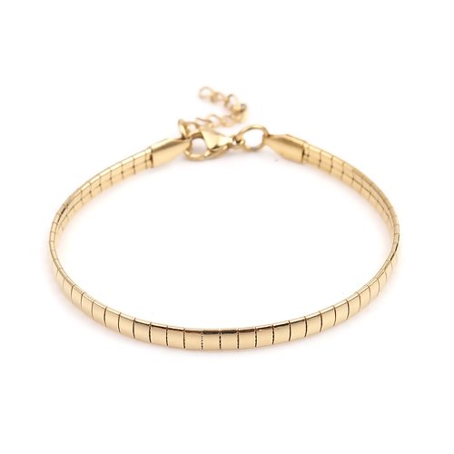 Support bracelet en acier inoxydable - maille serpent rectangulaire - métal couleur or - r256