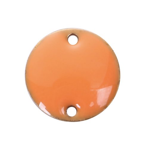 1 connecteur - sequin rond émaillé orange - cuivre r650