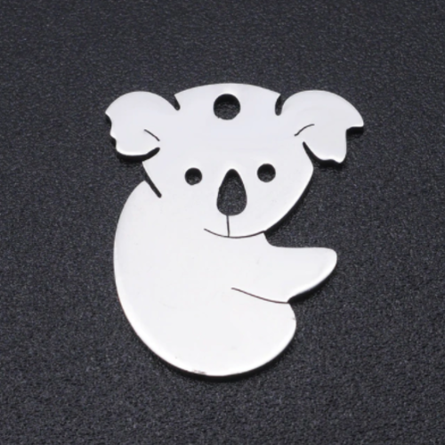 1 connecteur pendentif - koala - argentée - acier inoxydable
