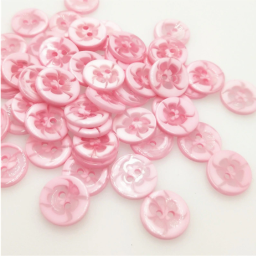 Lot de 10 boutons fleurs ronds en acrylique - rose