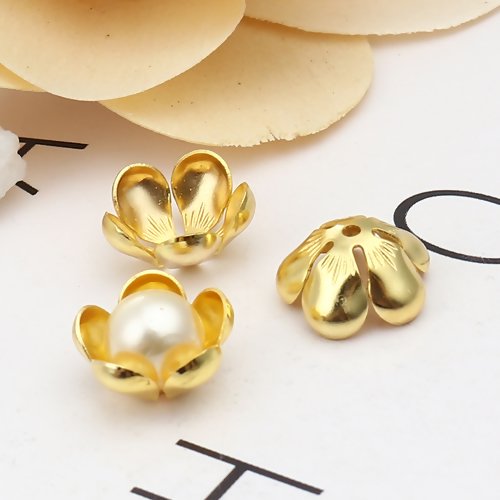 10 perles coupelles - calottes - métal doré