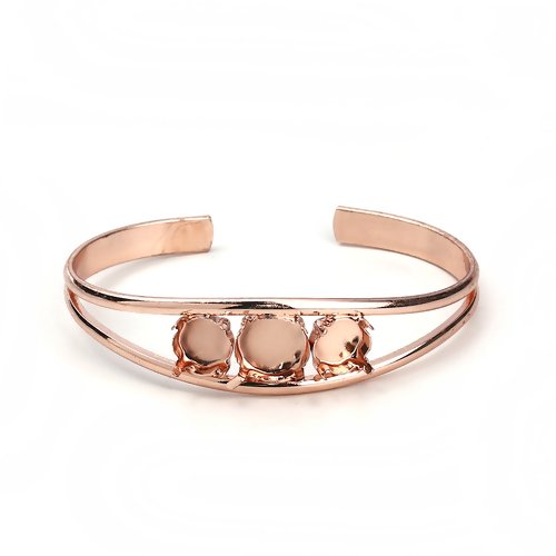 1 bracelet manchette -  support cabochon - couleur métal doré rose