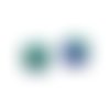 Perle ronde en verre - bleu rayé vert - lot de 5 - 11 mm - p1462