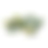 Perle en verre plate - jaune rayé vert - lot de 5 - 15 mm - p1453