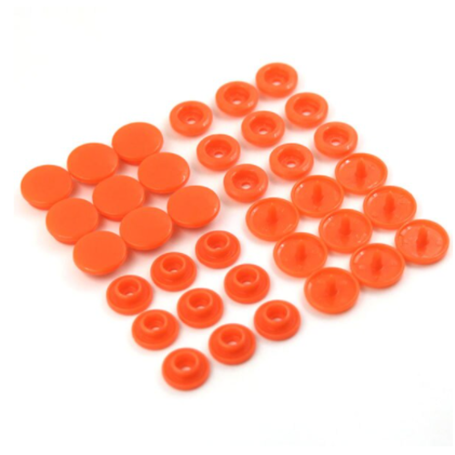 1 lot de 10 boutons pressions type kam - orange foncé
