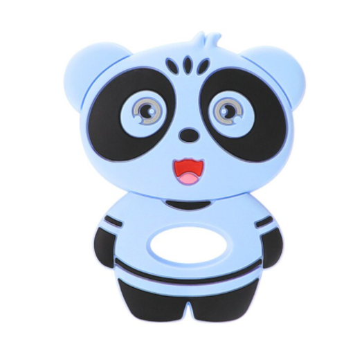 1 anneau de dentition - panda  en silicone - bleu