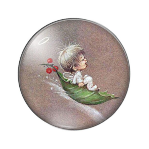1 cabochon en verre - 25 mm -  angelot