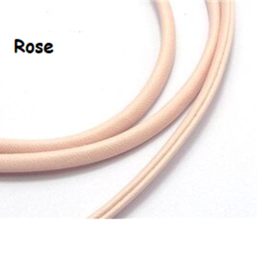 1 m de cordon cuir plat - rose - 4 mm