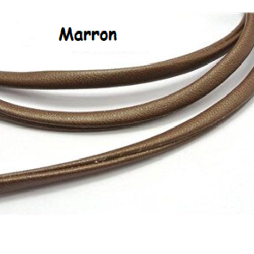 1 m de cordon cuir plat - marron - 4 mm