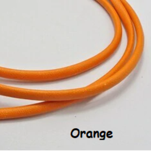 1 m de cordon cuir plat - orange - 4 mm