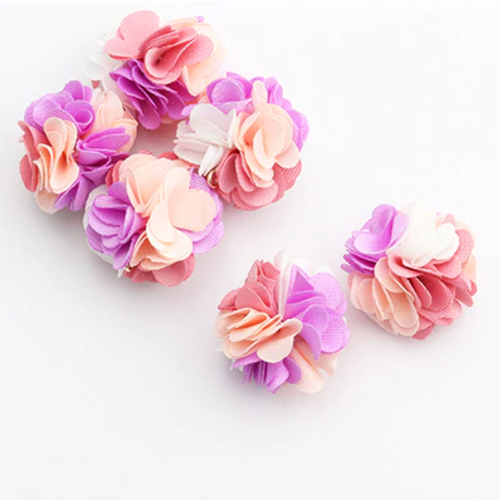 1 pendentif - breloque pompon fleurs - tons violet - blanc - rose - r8420
