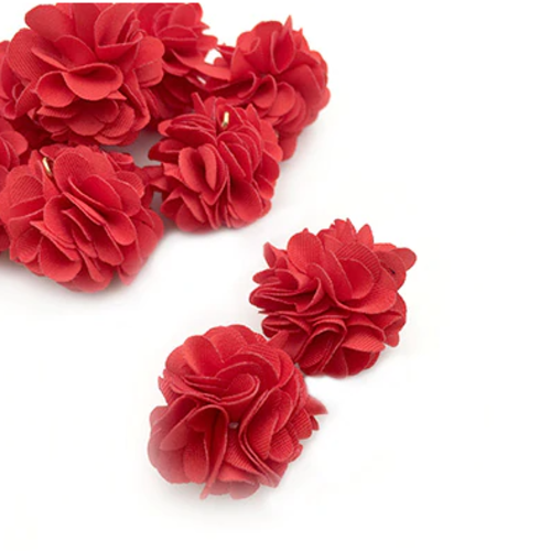 1 pendentif - breloque pompon fleurs - rouge - r8413