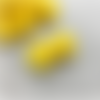 1 pendentif - breloque pompon fleurs - jaune - r8414
