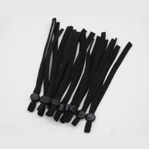 10 bandes elastiques - cordon avec boucle réglable pour masque - noir