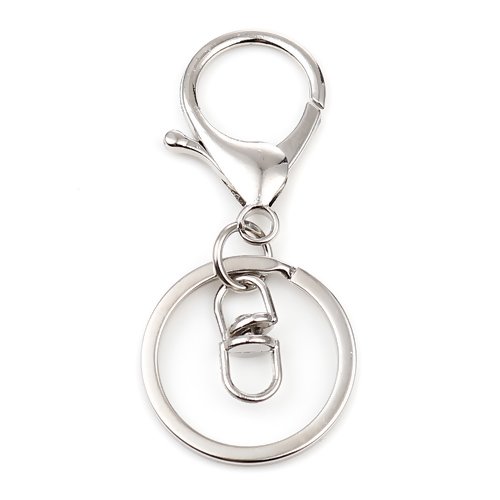 1 porte clé mousqueton - anneau pivotant - couleur argenté - r283