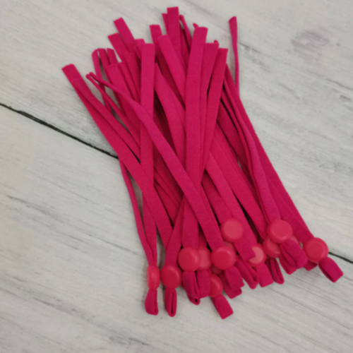 10 bandes elastiques - cordon avec boucle réglable pour masque - fuchsia