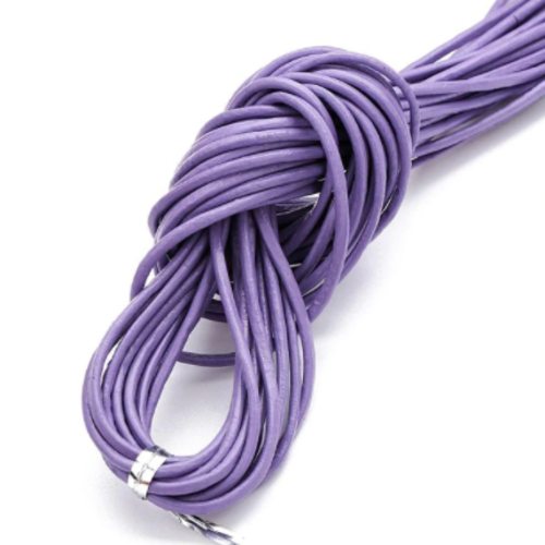 1 m de cordon cuir - violet - 2 mm