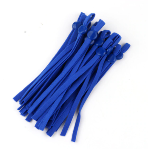 10 bandes elastiques - cordon avec boucle réglable pour masque - bleu roi