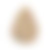 1 pendentif forme feuille - simili cuir - motif pailleté doré - r492