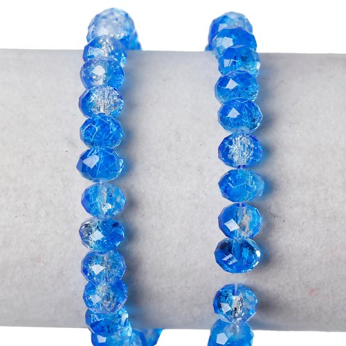 Lot de 10 perles en verre à facettes craquelées - bleu - p1360
