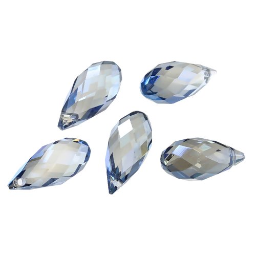 Lot de 5 perles cristal teardrop à facettes - transparent - bleu - p4648
