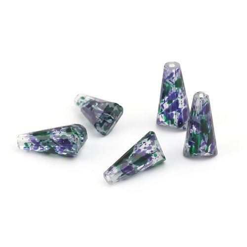 Lot de 5 perles de verre - vert et violet - p9674