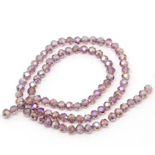 Lot de 10 perles en verre à facettes violet - p1202