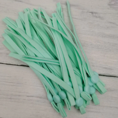 10 bandes elastiques - cordon avec boucle réglable pour masque - vert tendre