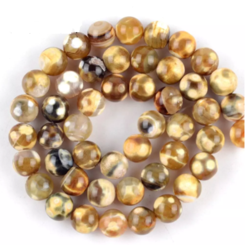 Lot de 10 perles agates rondes - 6 mm - p1157