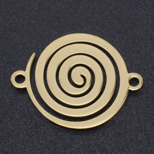 1 connecteur pendentif - spirale - acier inoxydable - doré