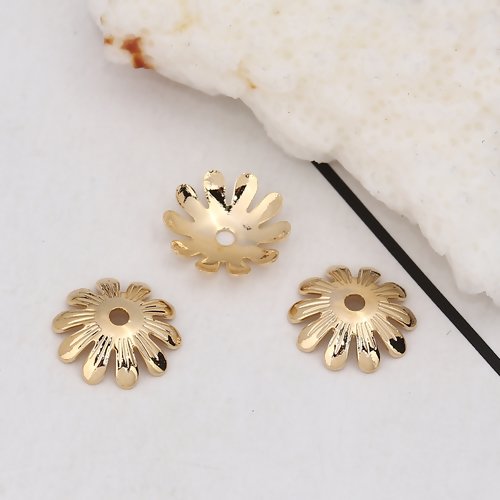 10 perles coupelles - calottes - métal doré - ref 627