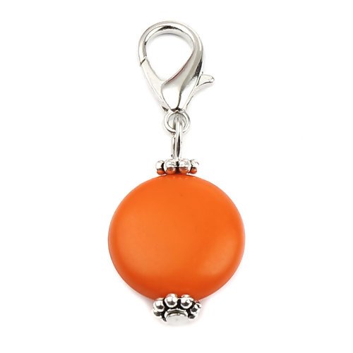 1 pendentif charm perle orange fermoir mousqueton - r156