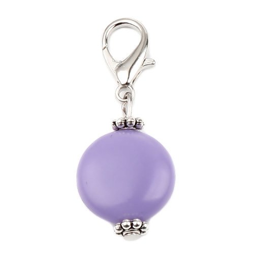 1 pendentif charm perle parme fermoir mousqueton - r153